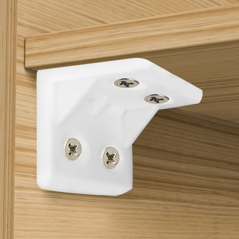 50 PCS White Plastic Corner Brackets, L Shape Right Angle