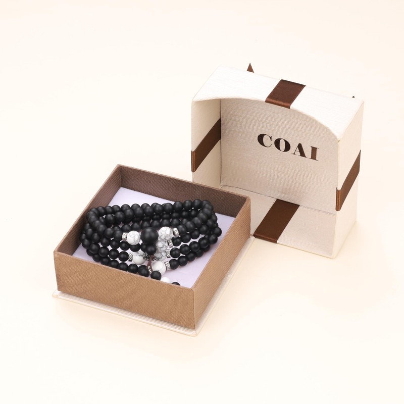 COAI 108 Mala Chain Wrap Bracelet with Black Onyx Beads