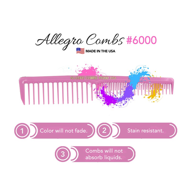 Allegro Combs 6000 Wide Tooth Vented Hair Combs - Set