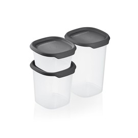 Tupperware One Touch Fresh Small Square Containers 3-Piece Set Black Seal