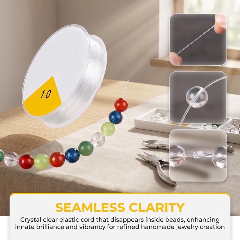 Clear Stretch Elastic 1mm 5 metres Elastic Beaded String for