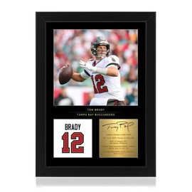 Win FC Tom Brady Signed A4 Framed Photo Display - Reproduced Digital Signature - Gift For Tampa Buccaneers Fan