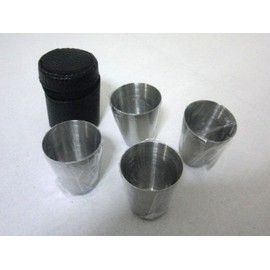 Banquet Outside! Compact Portable Cup Set of 4 with Case, Stainless Steel, Small