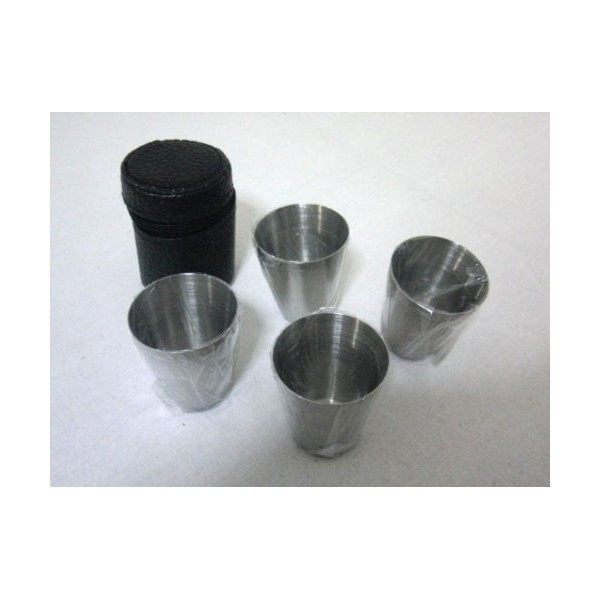 Banquet Outside! Compact Portable Cup Set of 4 with Case, Stainless Steel, Small