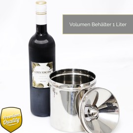 Kerafactum Elegant container made of stainless steel for tasting wine, 1 litre, splash guard, wine tasting, tasting container, tasting container, privacy protection for wine fairs, trade fairs of