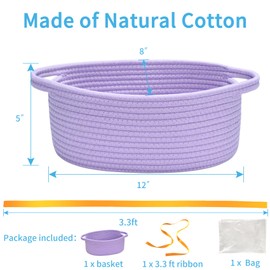 ABenkle Small Basket with Gift Bags and Ribbons, Empty Gift Baskets for Mother's Day, Decorative Boho Rope Woven Nursery Storage Organizer Toy Baskets with Handle for Baby Showers, 12"X 8" X 5"