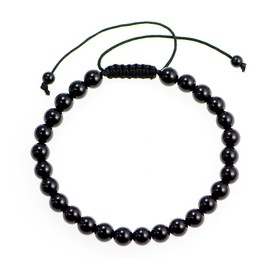 AD Beads Natural 6mm Gemstone Bracelets Healing Power Crystal Macrame Adjustable 7-9 Inch (33 Obsidian)
