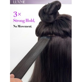 LUVME Real Human Hair Tape in Extensions Straight Hair Natural Black 20Inch 40Pcs 110g Double Sided Tape for Skin Weft Hair Extensions Black Seamless in Hair Extensions Human Hair