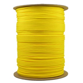 Bored Paracord - 1', 10', 25', 50', 100' Hanks & 250', 1000' Spools of Parachute 550 Cord Type III 7 Strand Paracord Well Over 300 Colors - Canary Yellow - 250 Foot Spool