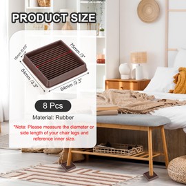 PATIKIL 3x3 Furniture Coasters, 8 Pcs Caster Cups Furniture Cups Rubber Non-Slip Square Feet Anti-Slip Stopper Pad Protector Sliding for Hardwood Floors Carpet Chair Table, Coffee