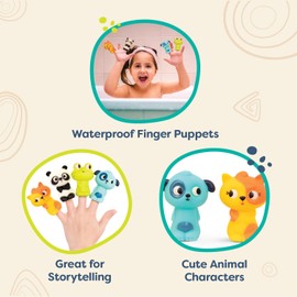 B. toys – 4 Finger Puppets – Animal Finger Puppets – Cat, Panda, Dog, Frog – Waterproof Baby Bath Toys – 10+ Months – Pinky Pals – Cat, Panda, Dog, Frog