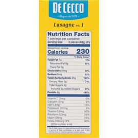 De Cecco Semolina Pasta, Lasagne No.1, 1 Pound