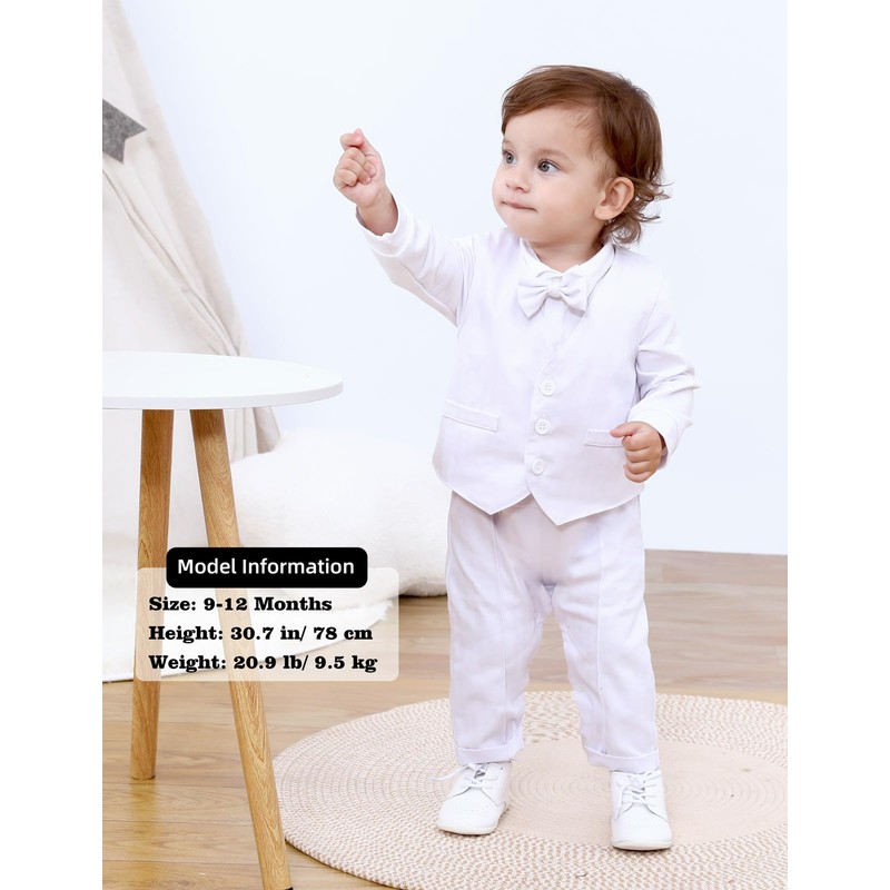 A&J DESIGN Ropa de Bautizo para Niño Traje Formal Mamelucos