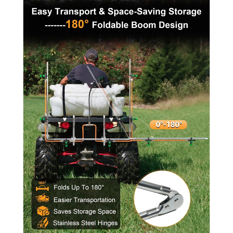 6 Nozzle ATV/UTV Sprayer Boom Kit with 2 Heavy-Duty Hooks,