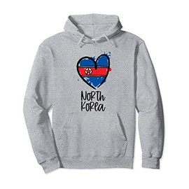 North Korea Heart Flag Cute Asia Minimal North Korean Gift Pullover Hoodie