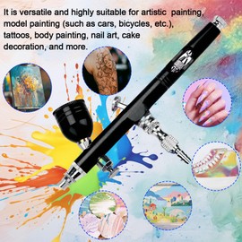 Airbrush Kit, Dual Action Airbrush Kit, Portable Airbrush Kit with 0.2mm 0.3mm 0.5mm Nozzles and 7cc 20cc 40cc Cup, Tube and Airbrush Cleaning Kit, Airbrush Accessories for Painting, Modelling