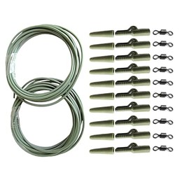 32pc Carp Safety Clips fishing Rig Tube Rolling size 8 swivel 3 Colour options End tackle Accessories Set (Green)