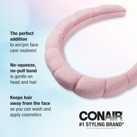 Conair Spa Makeup and Face Washing Headband - Bubble Design Cotton Blend- Pink