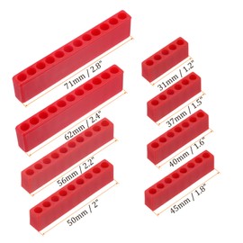 sourcing map 8pcs Plastic Hex Shank Screwdriver Bit Holder Organizer 5-12 Holes 5/32 Inch Plastic Drill Bits Storage Case for Any 5/32 Metal Driver Bits Use, Red
