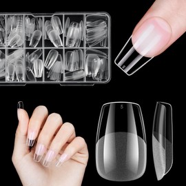 Ballerina Nail Tips, Short, Venares Pack of 120 False Nails for Sticking, 12 Sizes, Artificial Nails, Short, Soft Gel, Full Cover Nail Tips for Gel Nails, Short, S
