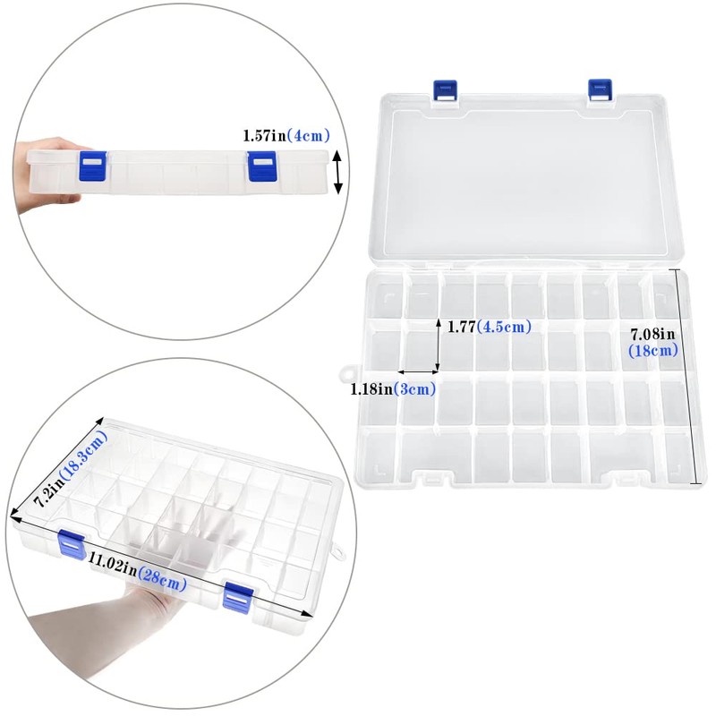 DIFIT Plastic Organizer Box with Dividers - Bead Storage &