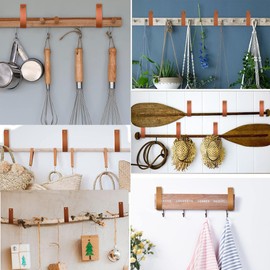 ZAAWUUT PU Leather Wall Hooks,6 Pack, Wall Mounted Straps Hanger Curtain Rod Hanging for Home Store Holder Supplies