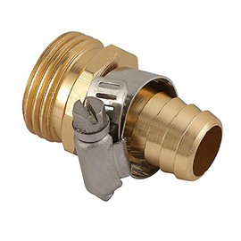 2 Pack Brass 3/4 Inch Male Thread Garden Hose Connectors Repair Mender with Clamps