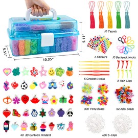 INSCRAFT 17500+ Rubber Loom Bands with 3 Layer Transparent Container, 28 Colors, 600 S-Clips, 352 Beads, 40 Cartoon Pendant, Bracelet Making Refill Kit for Kids