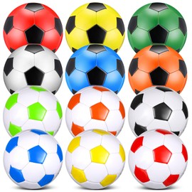 Seenelling 12 Pcs Soccer Ball Bulk with Pump Operation Christmas Deflated Size 5 for Outside Sport Machine Stitched Ball Christian Charity Donation Supplies Christmas Charity Gifts