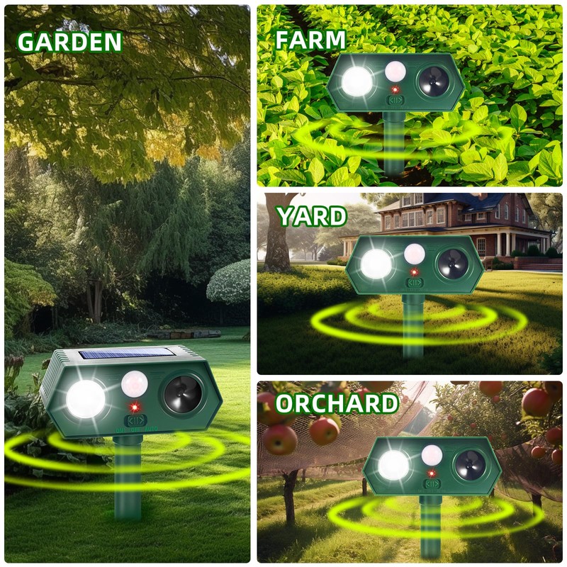 2 Pack Ultrasonic Solar Animal Repellent Cat Deterrent Outdoor,Deer Repellent