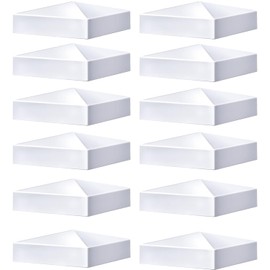 Taiyin 12 Pcs Pyramid White PVC Vinyl Post Top Caps, Fence and Deck Post Caps for Vinyl Fence Posts (5 x 5 Inch)