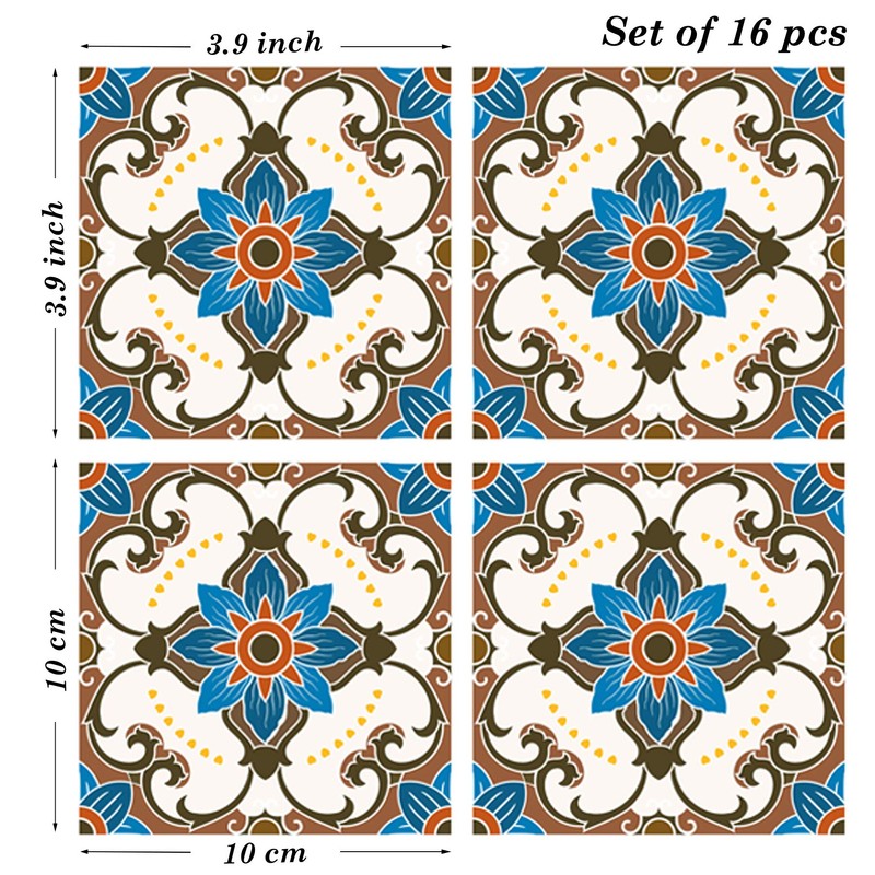 Poromoro Spanish Portuguese Azulejo Style Peel and Stick Backsplash Tile