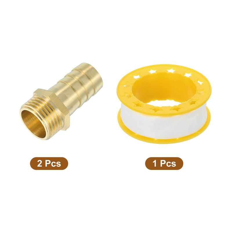 sourcing map 2 Pcs Brass Hose Barb Fitting, 5/8" Barb