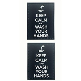 LIVABIT 2 Pack PVC Rubber 3D Patch Tactical Airsoft Paintball Keep Calm and Wash Your Hands COVID-19