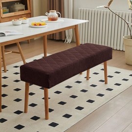 Waterproof Dining Room Bench Covers, Stretch Jacquard Bench Seat Protector Cover, Rectangular Bench Cover for bedrooms, Living Rooms, Kitchens, Removable, Washable (Chocolate)