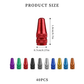 Pack of 40 Bicycle Valve Caps, 10 Colours, French Aluminium Bicycle Valve, Tyre Valve Cap, Universal Mouth Cap