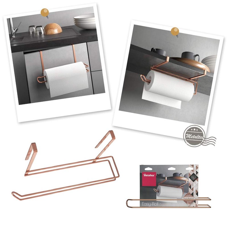 Metaltex 'Easy Roll' Undershelf Kitchen Paper Holder, Polytherm Copper, 35