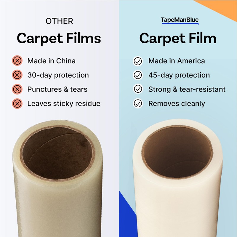 TapeManBlue Carpet Protection Film, 48 inch x 200 feet, Made