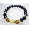 Gold Rutilated Quartz Tiger Eye Power Stone Bracelet, Men's [Natural