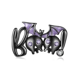 Kerraom BOO! Halloween Charm 925 Sterling Silver - Halloween Charms Purple Oil-drip Bead Winged Imp, Women's Horror Jewelry Gifts Charm