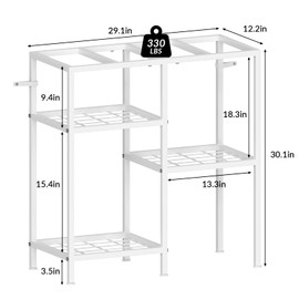 YBING 20 Gallon Fish Tank Stand White Aquarium Stand Aquarium Turtle Tank Reptile Tank Stand with 3-Tier Small Adjustable Metal Shelf