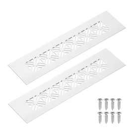 sourcing map 2Pcs Aluminum Alloy Air Vents, 200 x 50mm / 7.9 x 2" Rectangle Louvered Ventilation Grille Cover with Mounting Screws for Door Cabinet Wardrobe, Silver