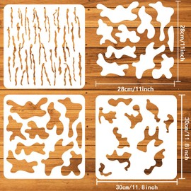FINGERINSPIRE 3 Pcs Layered Camo Stencils 11.8x11.8 inch Camo Painting Stencil Plastic Camouflage Pattern Stencil Digital Camo Paint Stencils Reusable DIY Art and Craft Stencils for Home Wall Decor