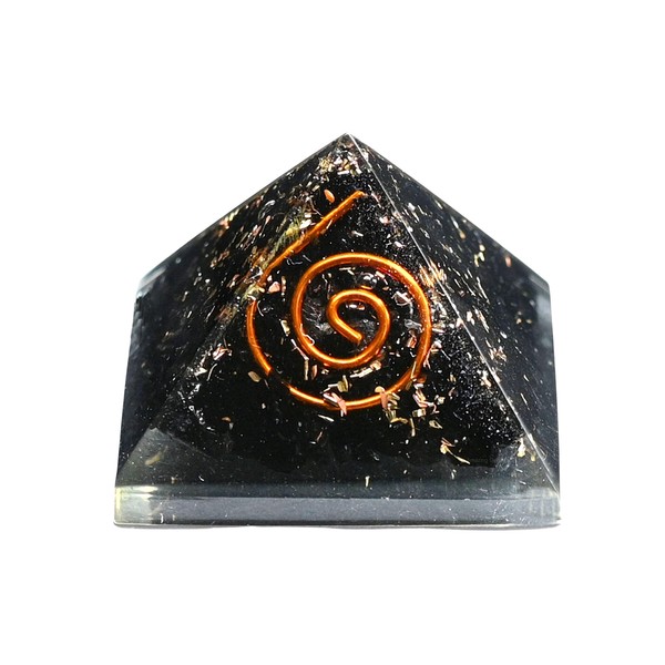 Black Tourmaline Small Orgone Pyramid for Protection, Negative Energy Protection and Crystal Grid - DIY Pyramid for Necklace Pendant (Pack of 1, 30x30mm)