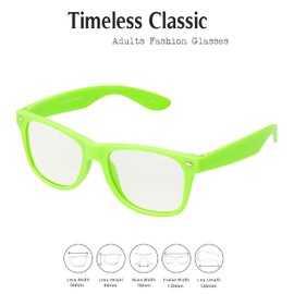 Ultra Green Adults Classic Costume Fake Glasses with Clear Lenses Retro Design For Men Women Fancy Dress Geek Look Cosplay Hipsters World Book Day Glasses Frames