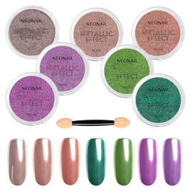NÉONAIL Metallic Effect Set - 7 Nail Powders with Applicator