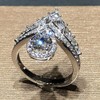 925 Sterling Silver Shiny Full Diamond Pear Marquise Cut Cubic