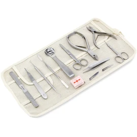 Foot care instruments set 33 pieces including nail clippers, foot care instruments, tweezers and scalpel