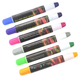 TOVINANNA Hair Dye Chalks 6 Colors Girls Temporary Dye Pen Safe Washable Hair Crayon Set for Parties Events Cosplay
