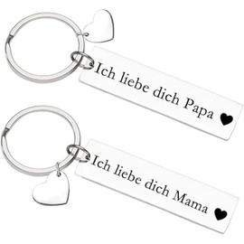Parents Gift I Love You Dad Mum Keyring Best Dad Jewellery Best Mum Gift Father's Day Mother's Day Gift Birthday Gift for Father Mother, silver
